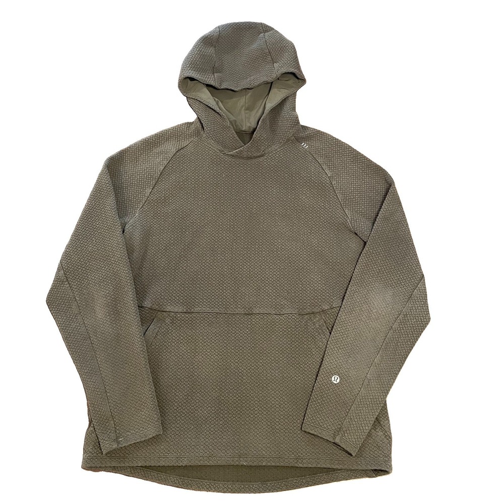 Lululemon At Ease Hoodie Mens Large Textured Double-Knit Olive Dark Green